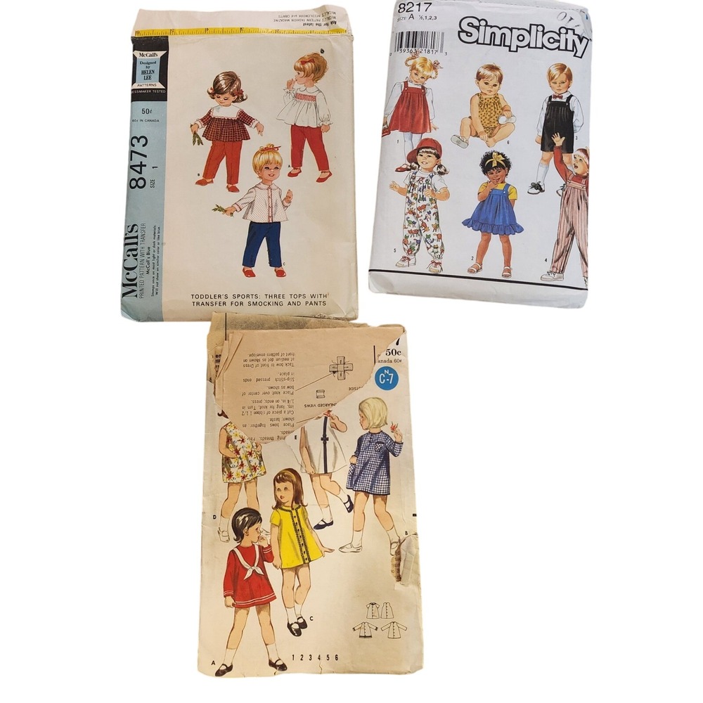 Vintage Toddler Sewing Patterns: McCall's 8473, Simplicity 8217, 3667 Dresses‎